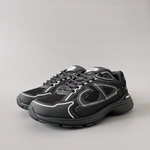 AuroraCustom Dior B30 Series Triple Black Technical Mesh Luxury Retro Runner Sneaker (Unisex Edition)