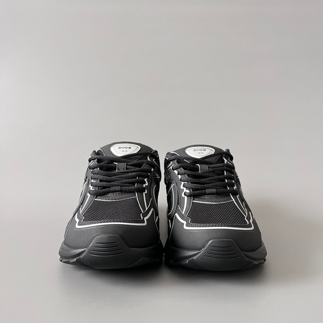 AuroraCustom Dior B30 Series Triple Black Technical Mesh Luxury Retro Runner Sneaker (Unisex Edition) - Image 2