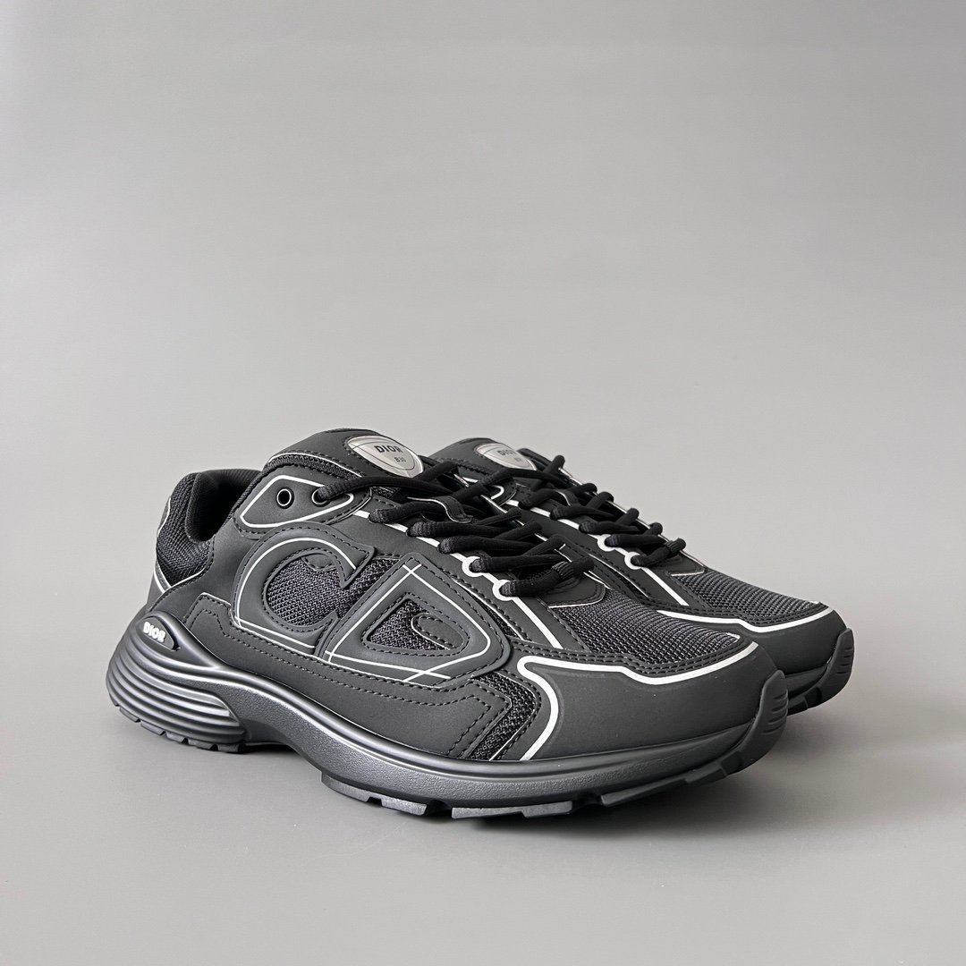 AuroraCustom Dior B30 Series Triple Black Technical Mesh Luxury Retro Runner Sneaker (Unisex Edition) - Image 3