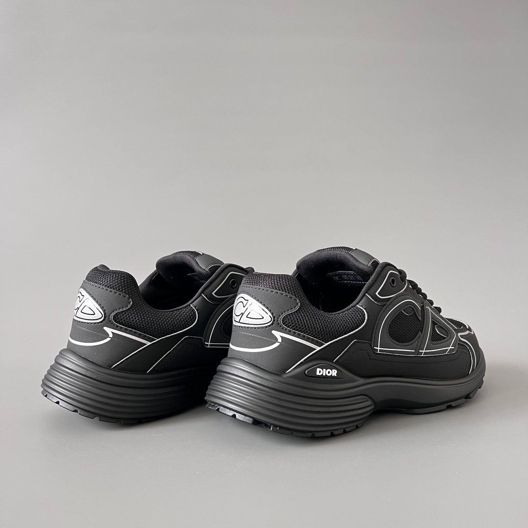 AuroraCustom Dior B30 Series Triple Black Technical Mesh Luxury Retro Runner Sneaker (Unisex Edition) - Image 4