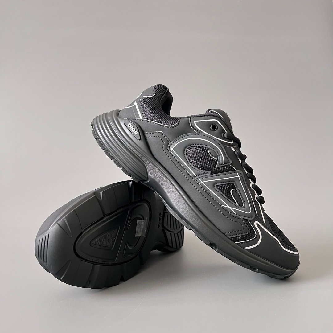AuroraCustom Dior B30 Series Triple Black Technical Mesh Luxury Retro Runner Sneaker (Unisex Edition) - Image 7