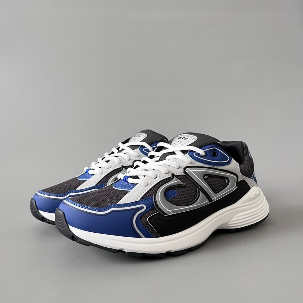 AuroraCustom Dior B30 Series Royal Blue & Matte Black Technical Mesh Luxury Retro Runner Sneaker (Unisex Edition)
