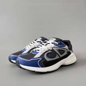 AuroraCustom Dior B30 Series Royal Blue & Matte Black Technical Mesh Luxury Retro Runner Sneaker (Unisex Edition)