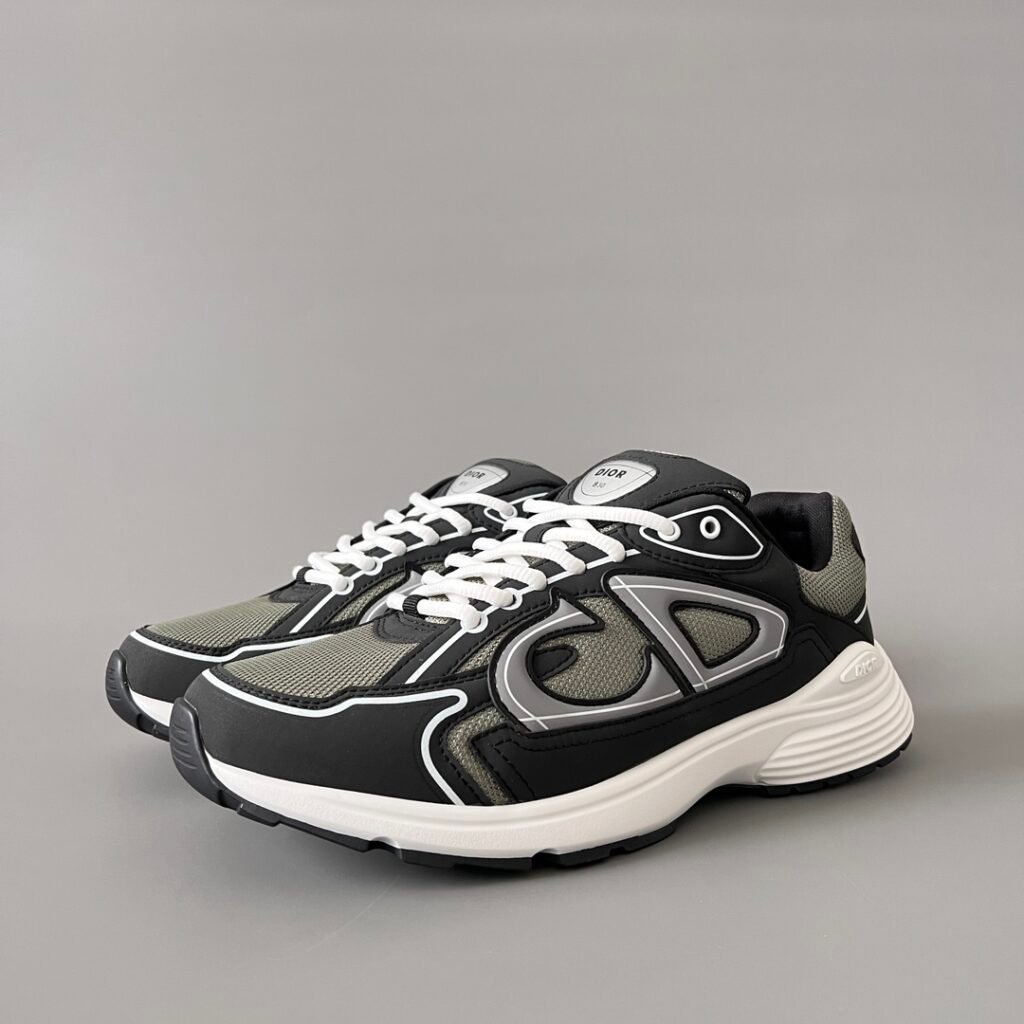 AuroraCustom Dior B01/B30 Series Olive Green & Matte Black Technical Mesh Luxury Retro Runner Sneaker (Unisex Edition)