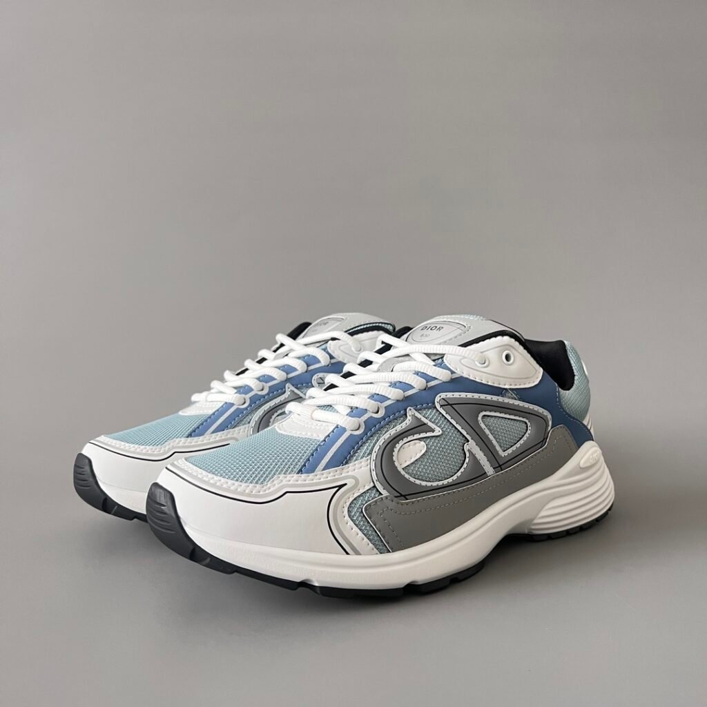 AuroraCustom Dior B30 Series Ice Blue & Slate Grey Technical Mesh Luxury Retro Runner Sneaker (Unisex Edition)