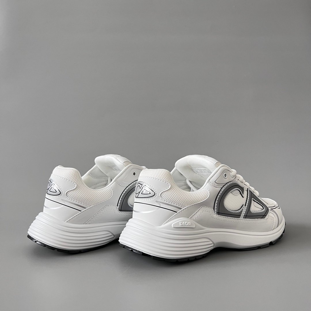 AuroraCustom Dior B30 Series Classic White & Slate Grey Technical Mesh Luxury Retro Runner Sneaker (Unisex Edition) - Image 4