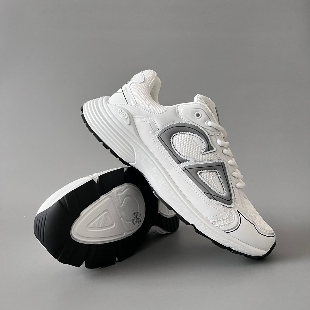 AuroraCustom Dior B30 Series Classic White & Slate Grey Technical Mesh Luxury Retro Runner Sneaker (Unisex Edition) - Image 7