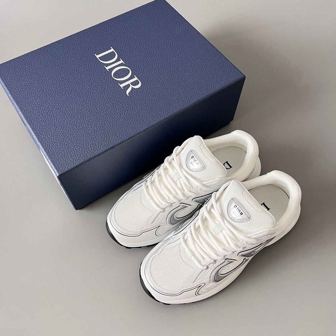 AuroraCustom Dior B30 Series Classic White & Slate Grey Technical Mesh Luxury Retro Runner Sneaker (Unisex Edition) - Image 9