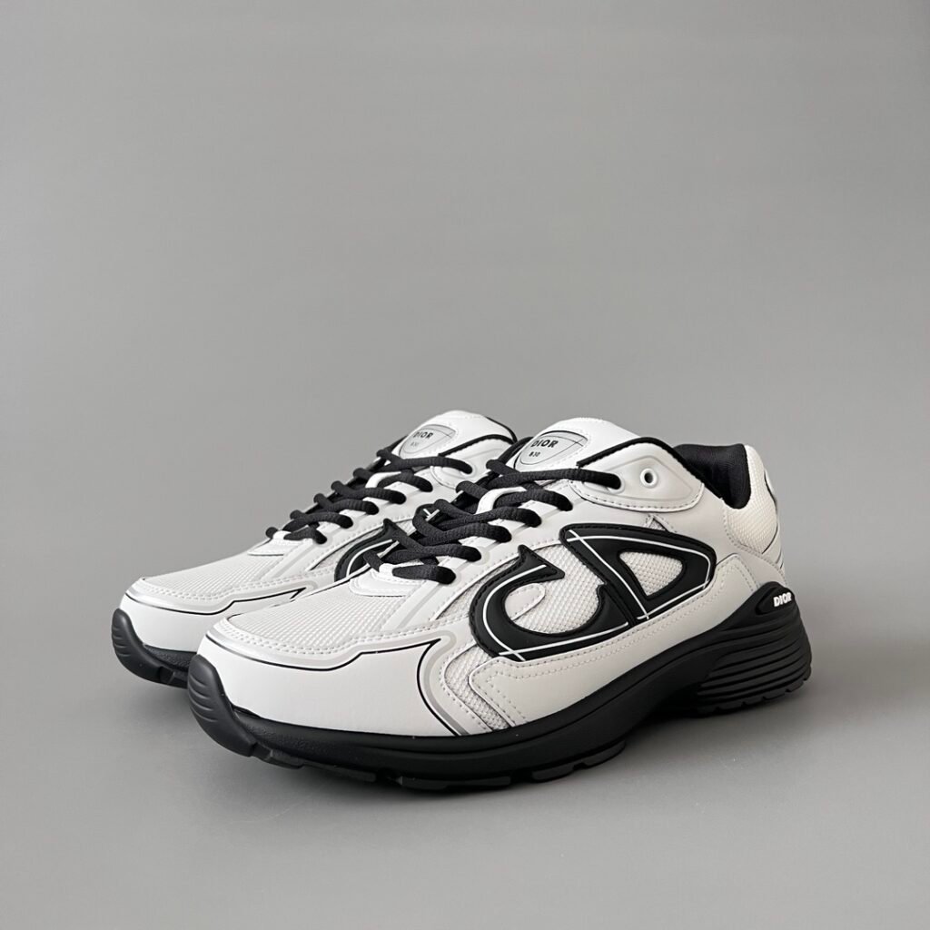 AuroraCustom Dior B30 Series Classic White & Slate Grey Technical Mesh Luxury Retro Runner Sneaker (Unisex Edition)
