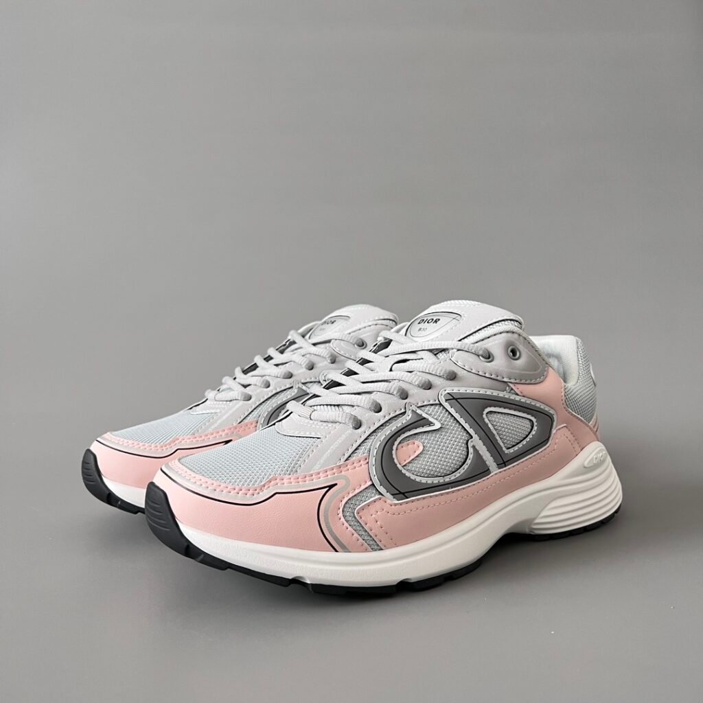 AuroraCustom Dior B30 Series Sakura Pink & Slate Grey Technical Mesh Luxury Retro Runner Sneaker (Unisex Edition)
