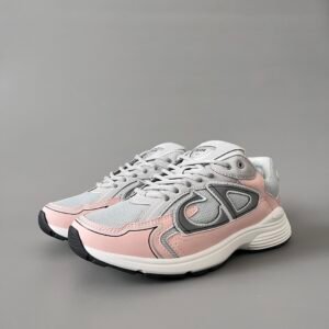 AuroraCustom Dior B30 Series Sakura Pink & Slate Grey Technical Mesh Luxury Retro Runner Sneaker (Unisex Edition)