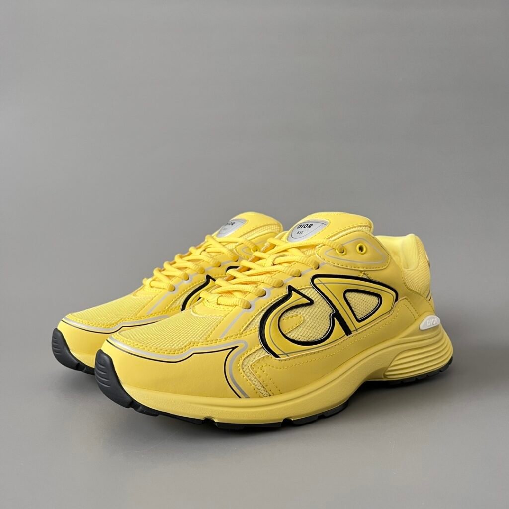 AuroraCustom Dior B30 Series Canary Yellow Technical Mesh Luxury Retro Runner Sneaker (Unisex Edition)