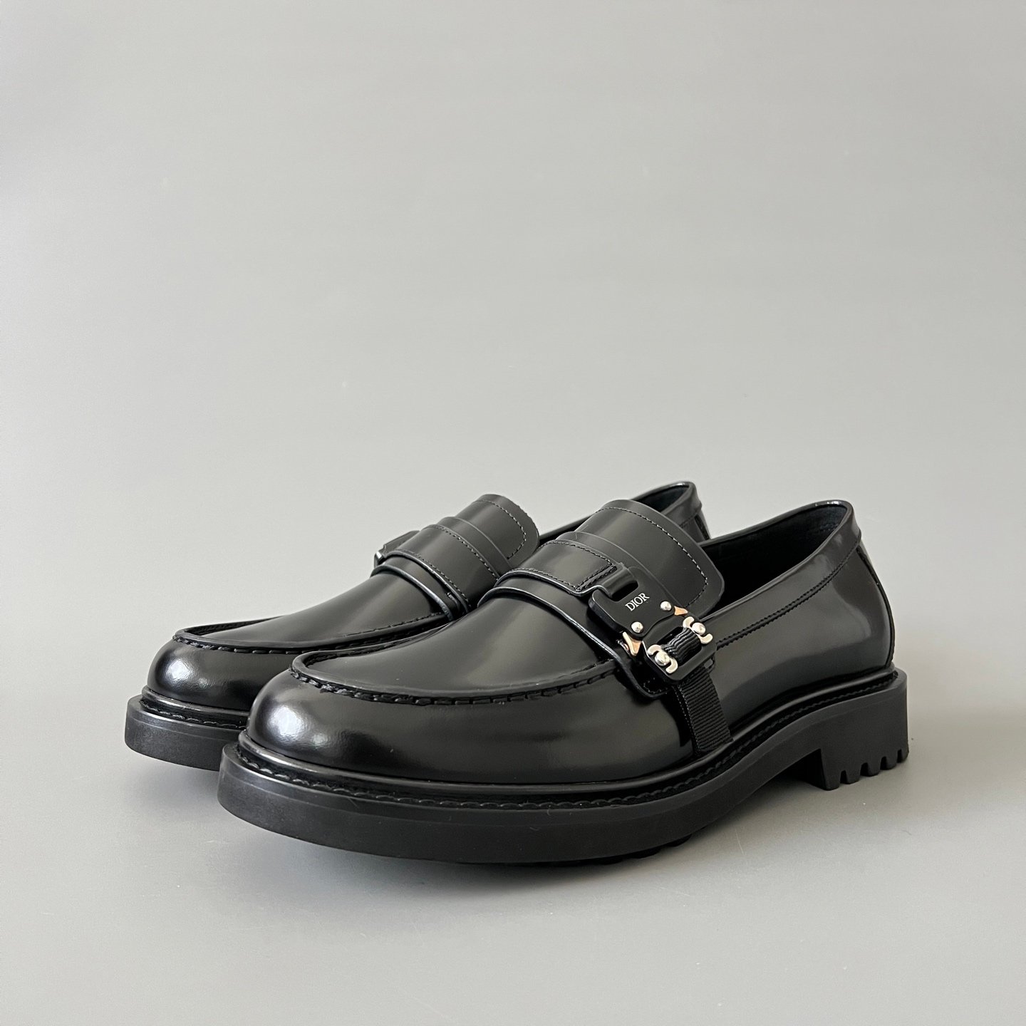 AuroraCustom Dior Explorer Series Matthew Williams Alyx Buckle Black Polished Calfskin Luxury Loafer Single Shoes (Men's Edition)
