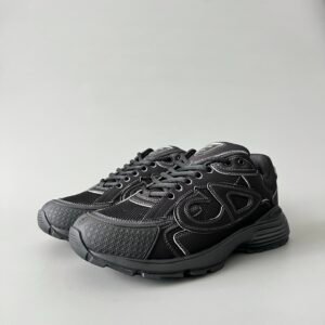 AuroraCustom Dior B30 Series Core Black & Reflective Outline Technical Mesh Luxury Lifestyle Runner Sneaker (Men's Edition)