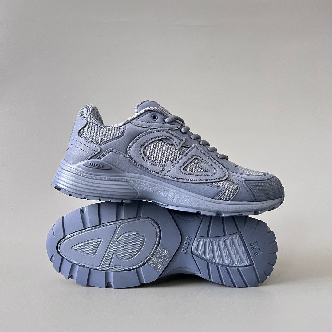 AuroraCustom Dior B30 Series Slate Blue & Steel Grey Technical Mesh Luxury Lifestyle Runner Sneaker (Men's Edition) - Image 6