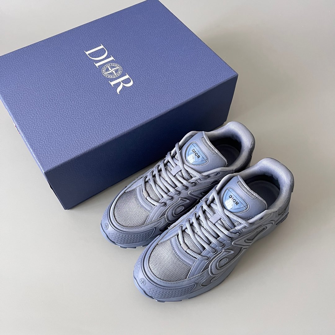 AuroraCustom Dior B30 Series Slate Blue & Steel Grey Technical Mesh Luxury Lifestyle Runner Sneaker (Men's Edition) - Image 9