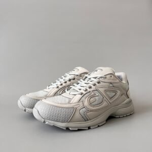 AuroraCustom Dior B30 Series Feather Grey & Alabaster Bone Technical Mesh Luxury Lifestyle Runner Sneaker (Men's Edition)