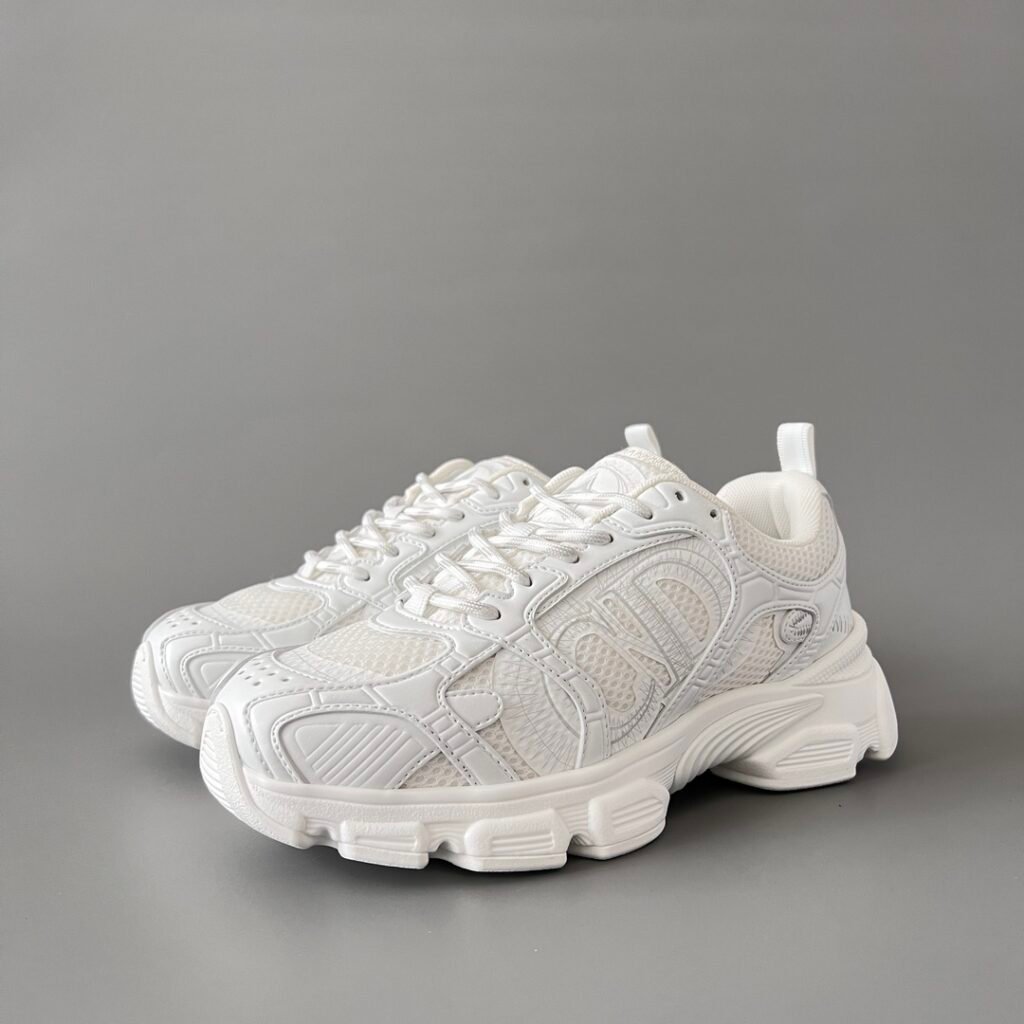 AuroraCustom Dior Chrono Series Triple All-White Technical Mesh Luxury Retro Runner Sneaker (Women's Edition)
