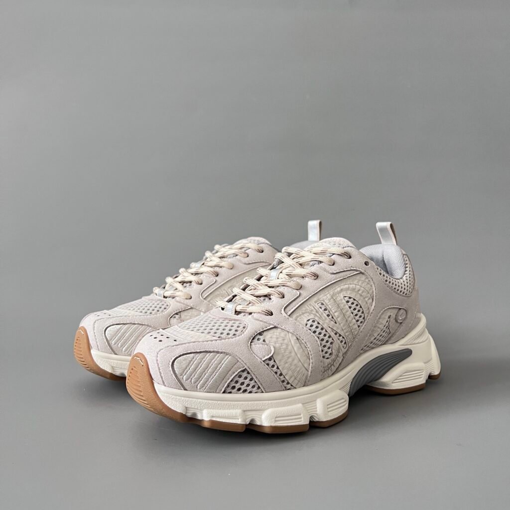 AuroraCustom Dior Chrono Series Desert Sand & Warm Beige Technical Mesh Premium Suede Luxury Retro Runner Sneaker (Women's Edition)
