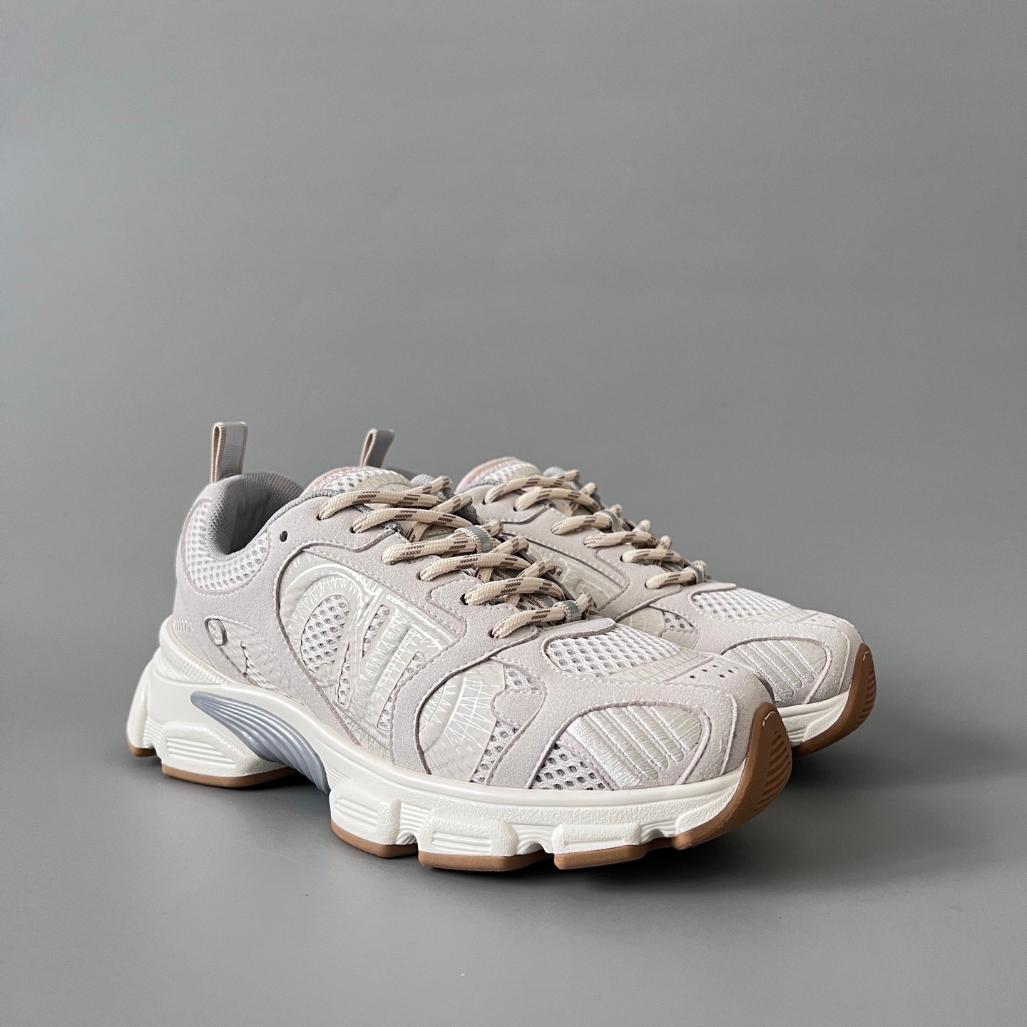 AuroraCustom Dior Chrono Series Desert Sand & Warm Beige Technical Mesh Premium Suede Luxury Retro Runner Sneaker (Women's Edition) - Image 3