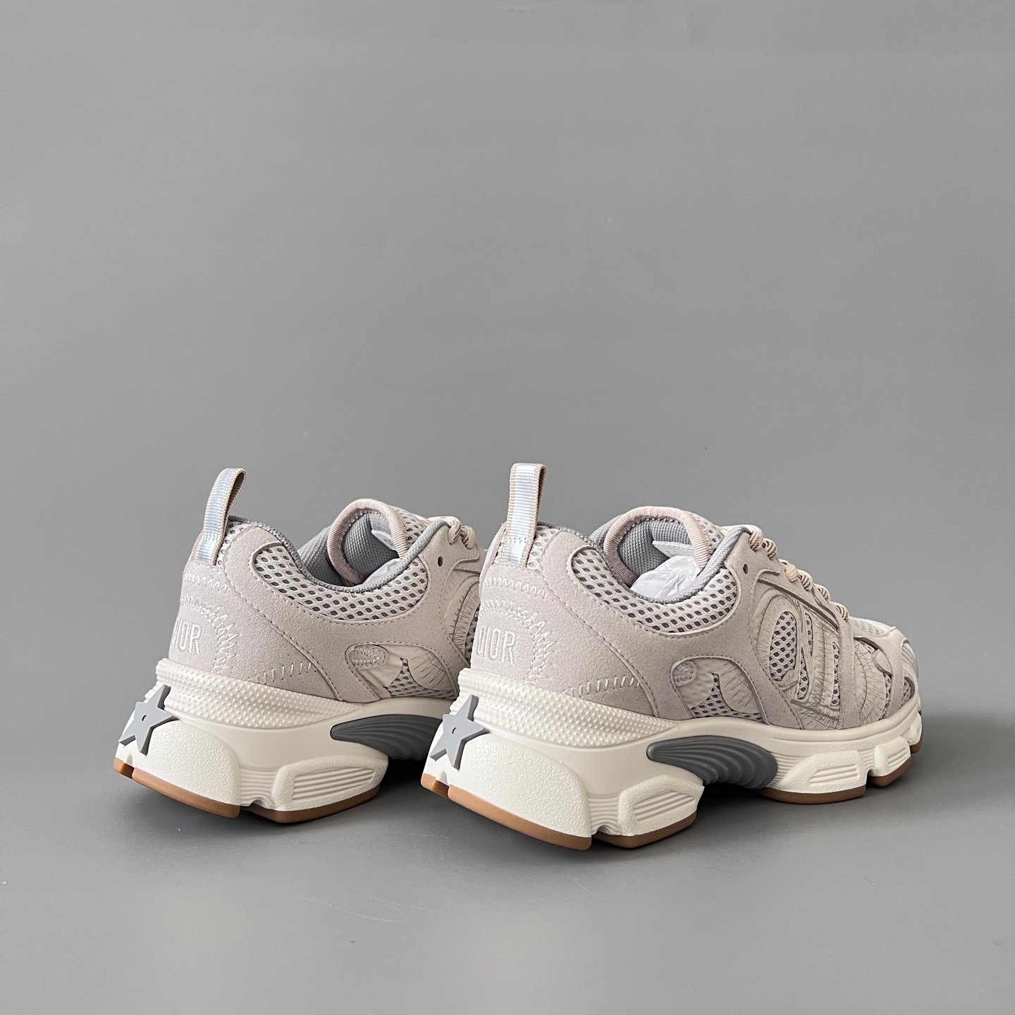 AuroraCustom Dior Chrono Series Desert Sand & Warm Beige Technical Mesh Premium Suede Luxury Retro Runner Sneaker (Women's Edition) - Image 4