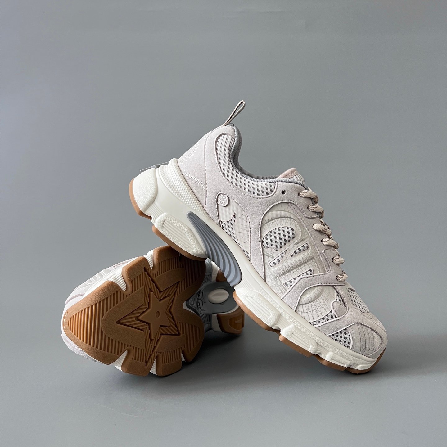 AuroraCustom Dior Chrono Series Desert Sand & Warm Beige Technical Mesh Premium Suede Luxury Retro Runner Sneaker (Women's Edition) - Image 7