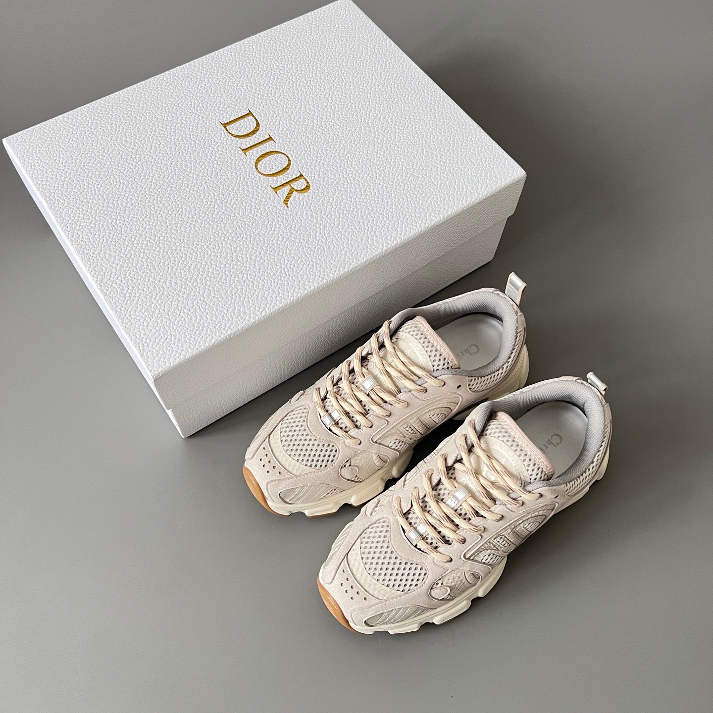 AuroraCustom Dior Chrono Series Desert Sand & Warm Beige Technical Mesh Premium Suede Luxury Retro Runner Sneaker (Women's Edition) - Image 9