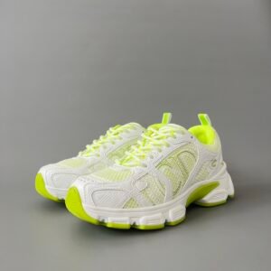 AuroraCustom Dior Chrono Series Optic White & Neon Lime Green Technical Mesh Luxury Retro Runner Sneaker (Women's Edition)