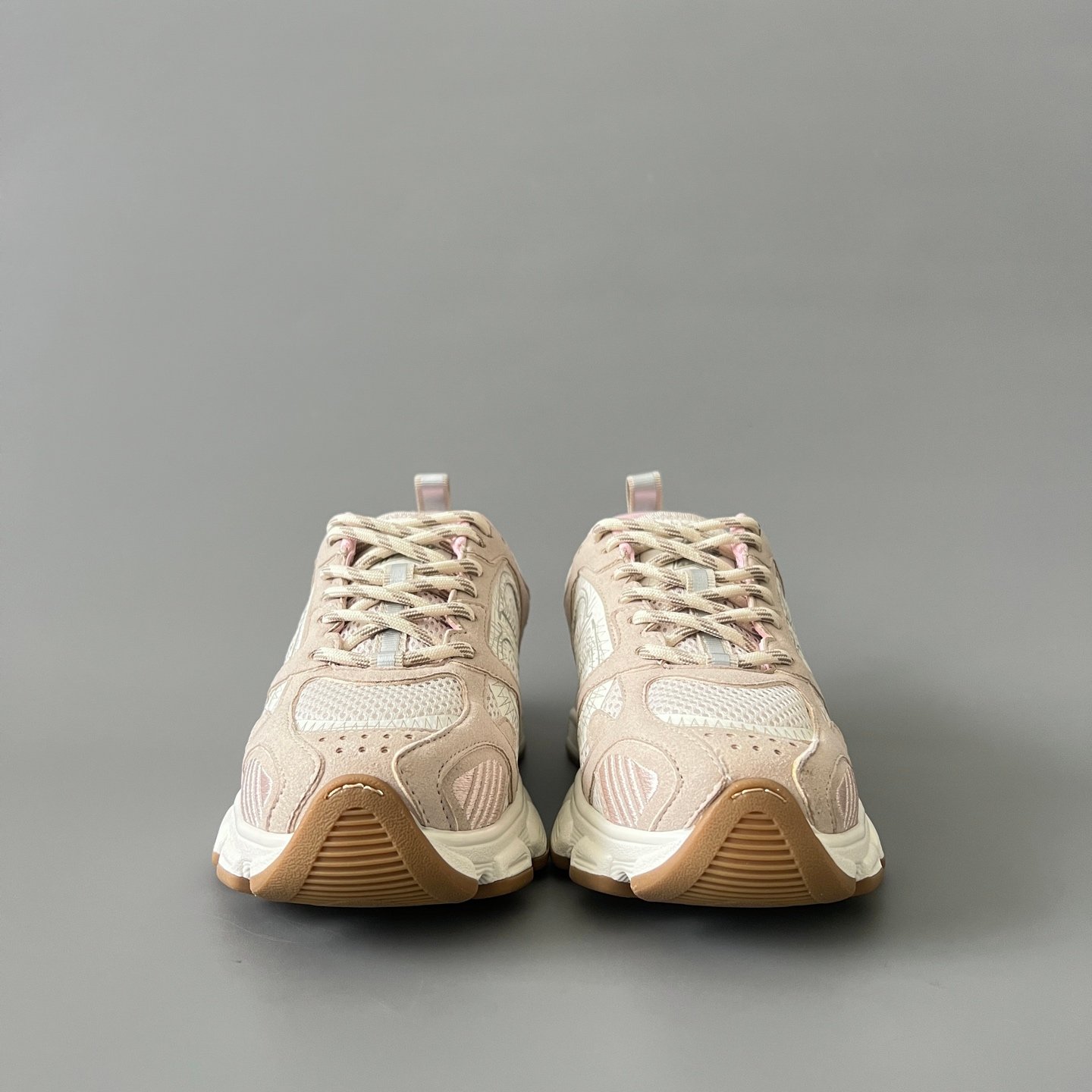 AuroraCustom Dior Chrono Series Soft Nude Pink & Desert Sand Technical Mesh Luxury Retro Runner Sneaker (Women's Edition) - Image 2