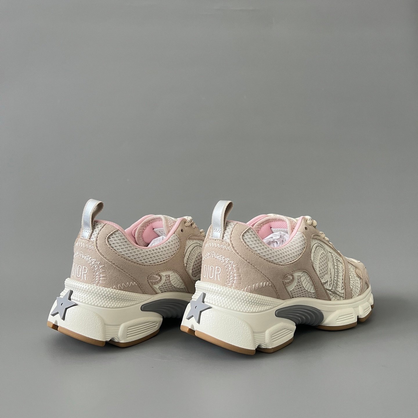 AuroraCustom Dior Chrono Series Soft Nude Pink & Desert Sand Technical Mesh Luxury Retro Runner Sneaker (Women's Edition) - Image 4