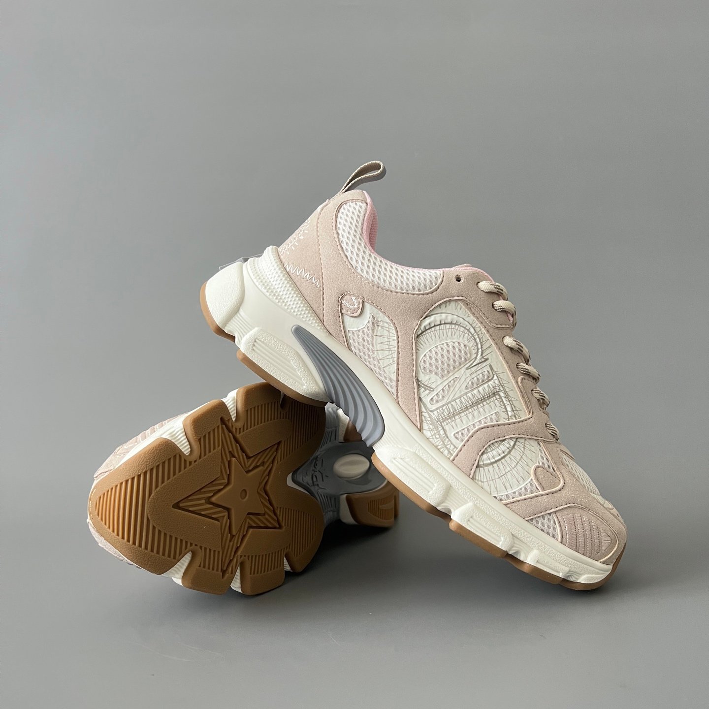 AuroraCustom Dior Chrono Series Soft Nude Pink & Desert Sand Technical Mesh Luxury Retro Runner Sneaker (Women's Edition) - Image 7