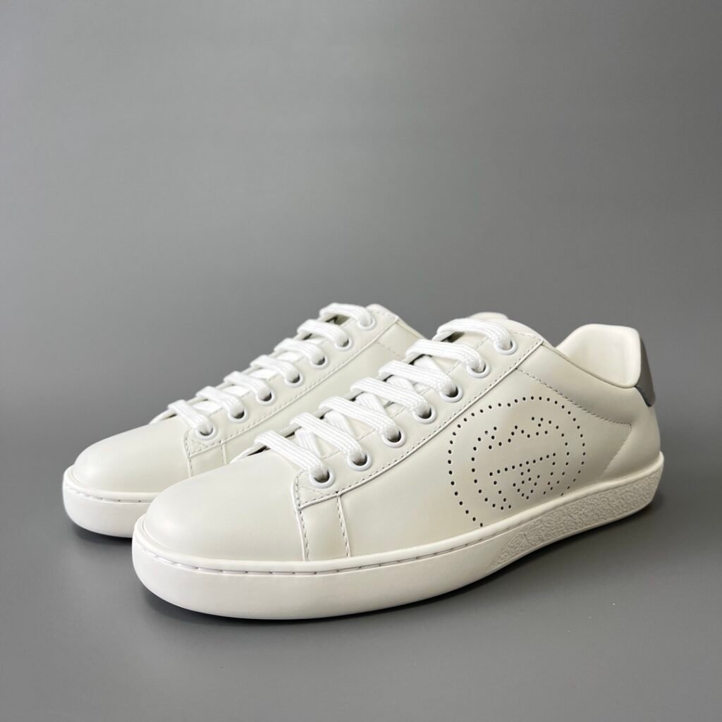 Aurora Custom Gucci Interlocking G Ace Perforated White Leather Sneaker (Unisex Edition)