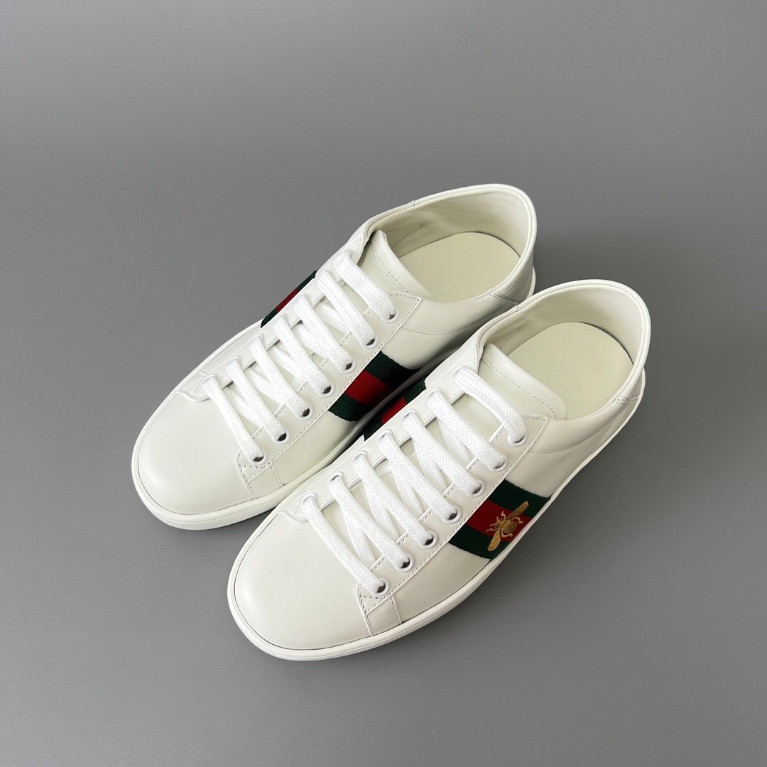 Aurora Custom Gucci Ace Alabaster White Leather Sneaker with Gold Thread Bee (Unisex Edition) - Image 8