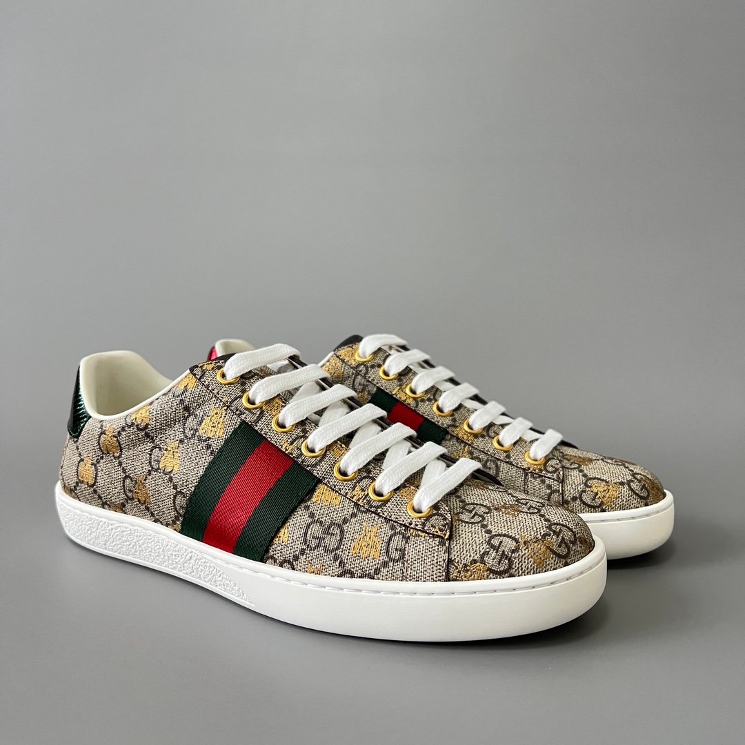Aurora Custom Gucci Ace Sneaker in GG Supreme Canvas with Gold Bees (Unisex Edition) - Image 3