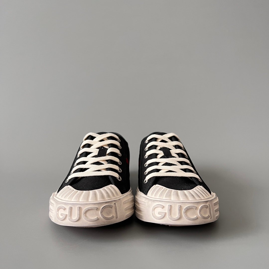 Aurora Custom Gucci Lido Black Canvas Distressed Low-Top Sneaker - Image 2