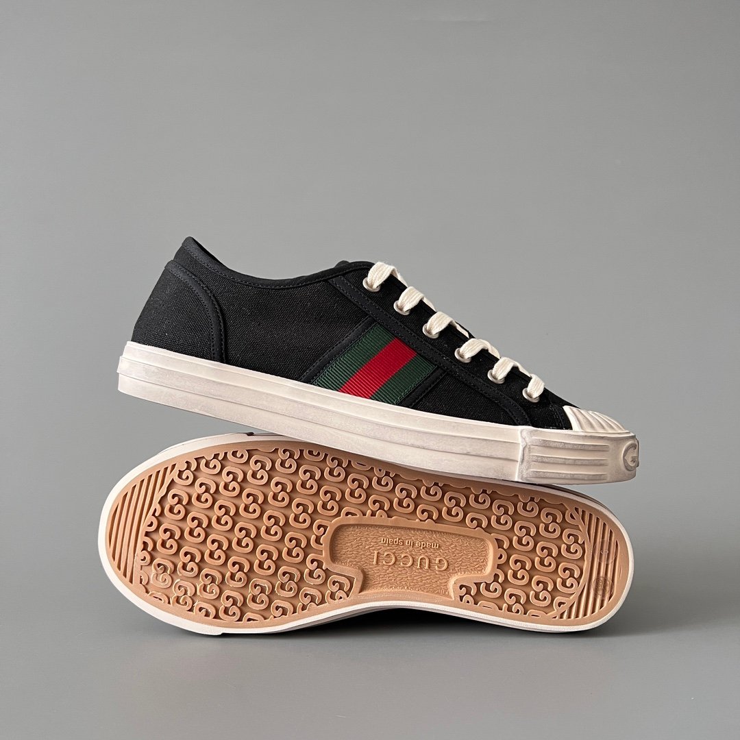 Aurora Custom Gucci Lido Black Canvas Distressed Low-Top Sneaker - Image 6