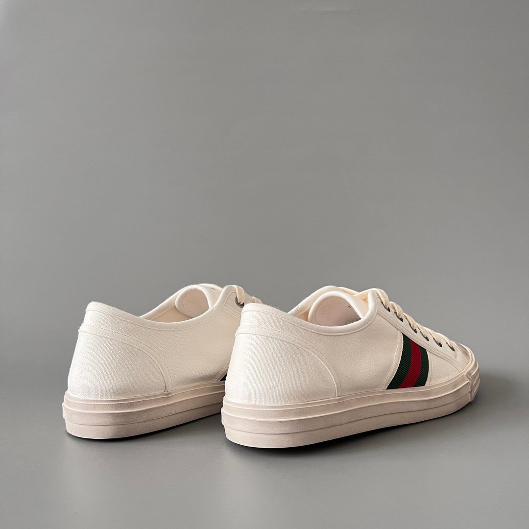 Aurora Custom Gucci Lido Ivory White Canvas Distressed Low-Top Sneaker - Image 4