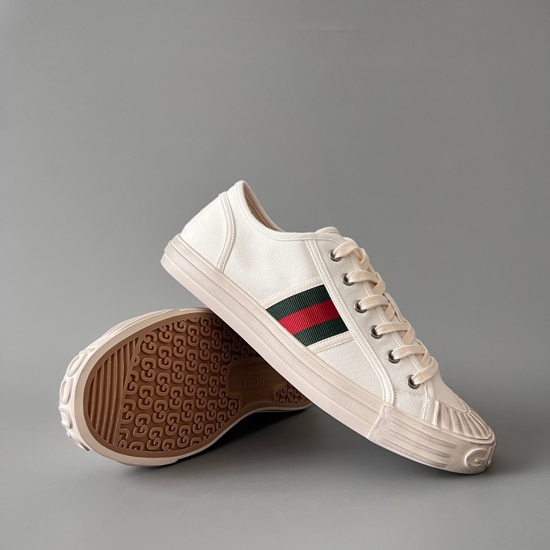 Aurora Custom Gucci Lido Ivory White Canvas Distressed Low-Top Sneaker - Image 7
