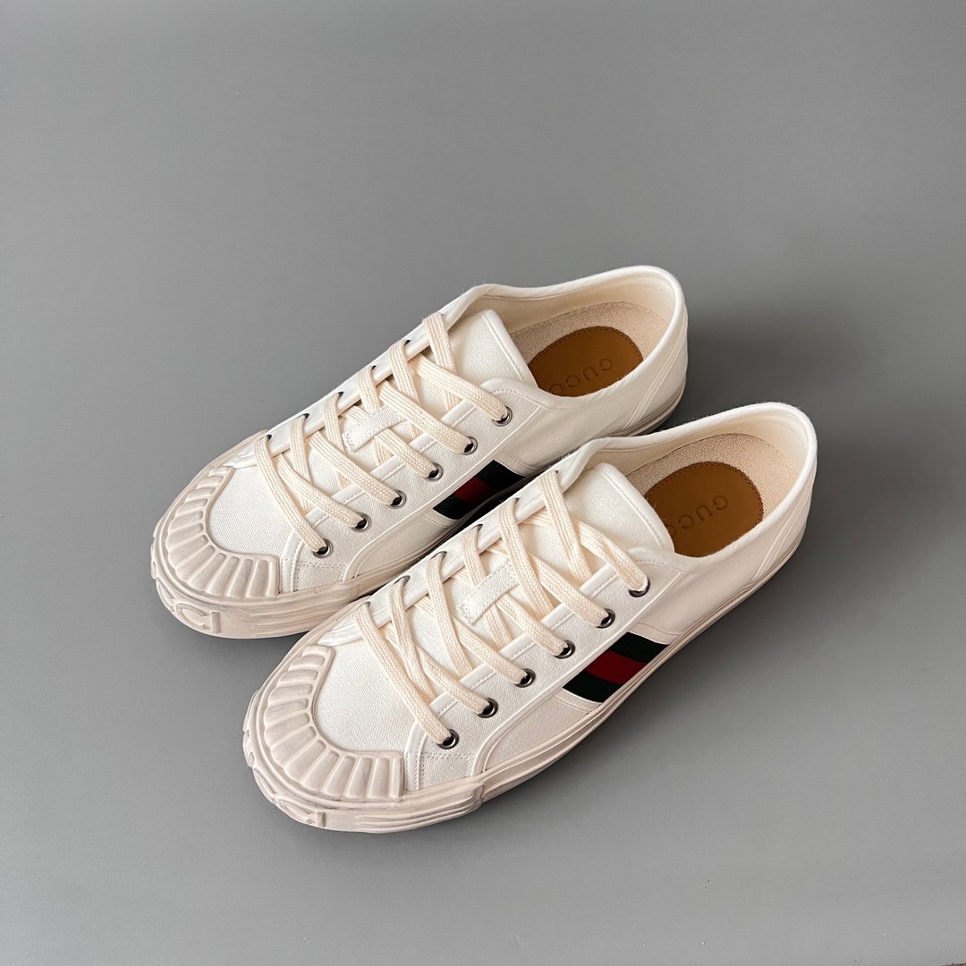 Aurora Custom Gucci Lido Ivory White Canvas Distressed Low-Top Sneaker - Image 8