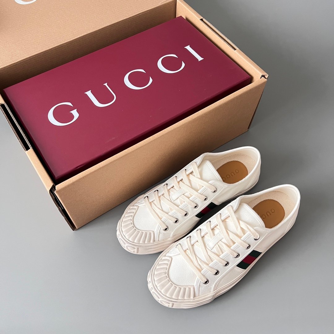 Aurora Custom Gucci Lido Ivory White Canvas Distressed Low-Top Sneaker - Image 9