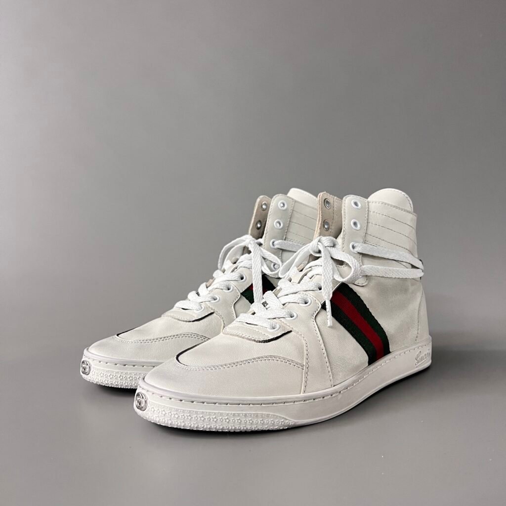 Aurora Custom Gucci Vintage High-Top Leather Sneaker with Web Stripe (Men's Edition)