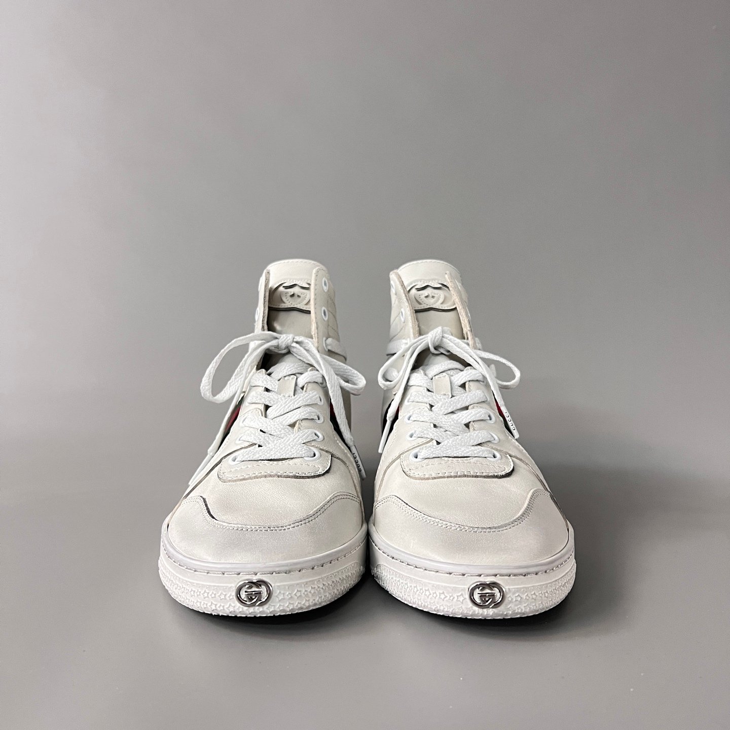 Aurora Custom Gucci Vintage High-Top Leather Sneaker with Web Stripe (Men's Edition) - Image 2