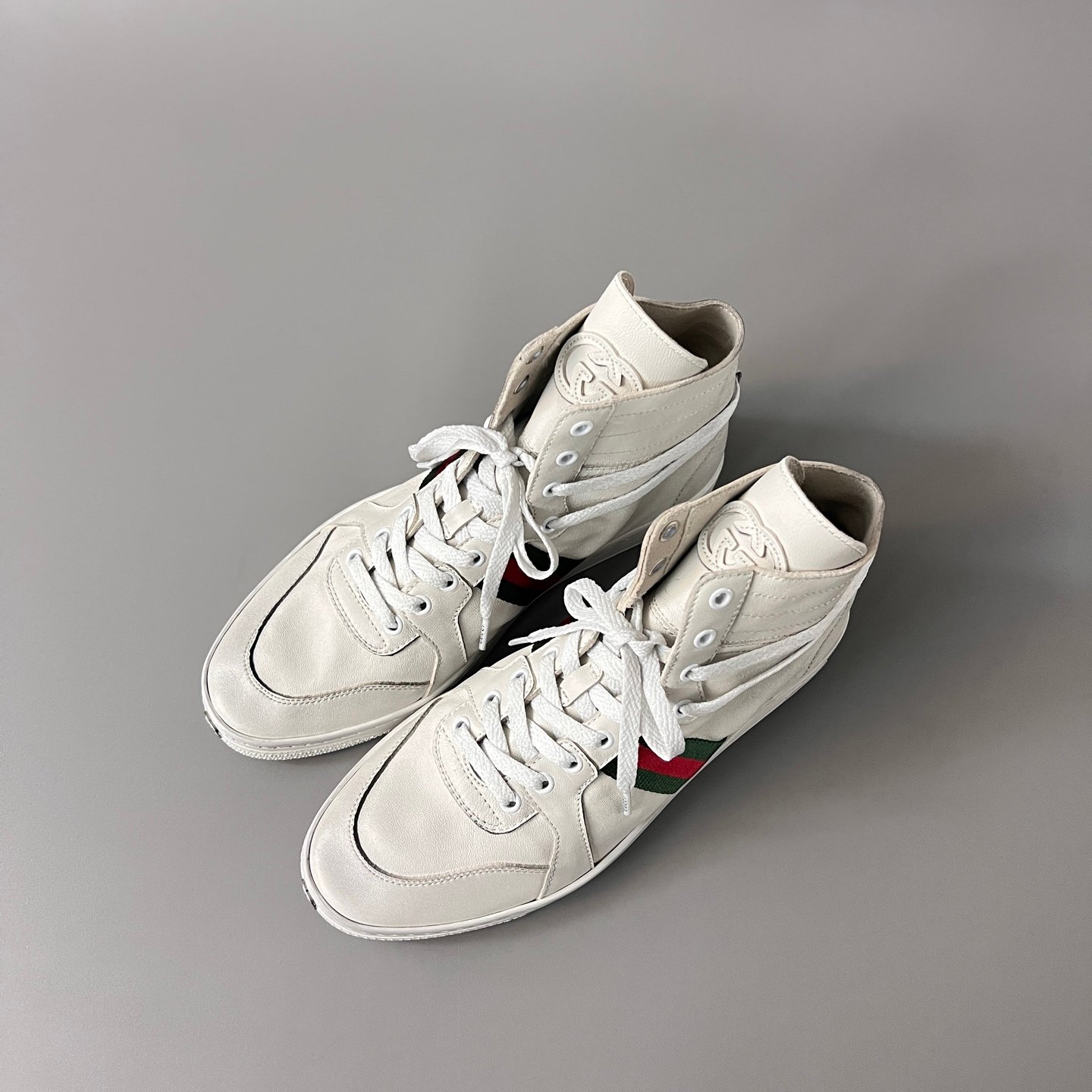 Aurora Custom Gucci Vintage High-Top Leather Sneaker with Web Stripe (Men's Edition) - Image 8