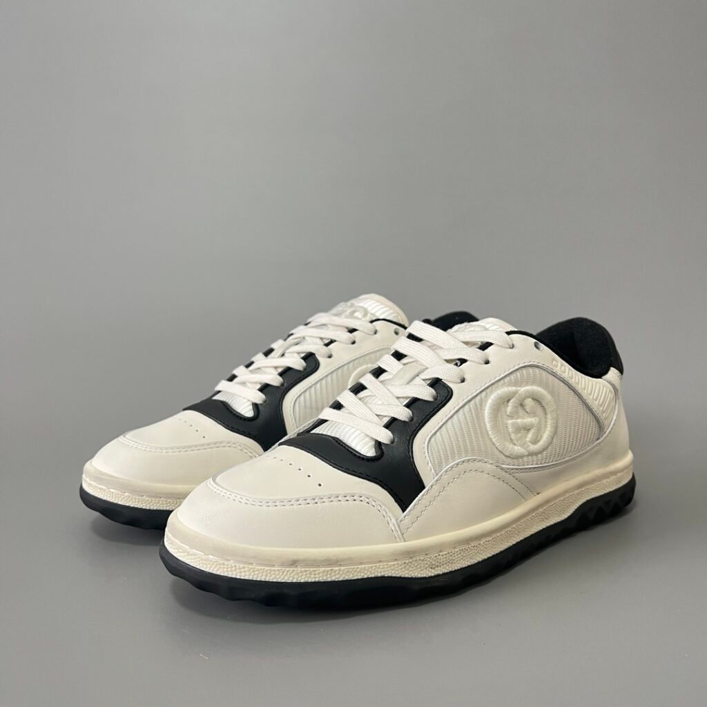 Aurora Custom Gucci MAC80 White & Black Leather Retro Sneaker (Unisex Edition)