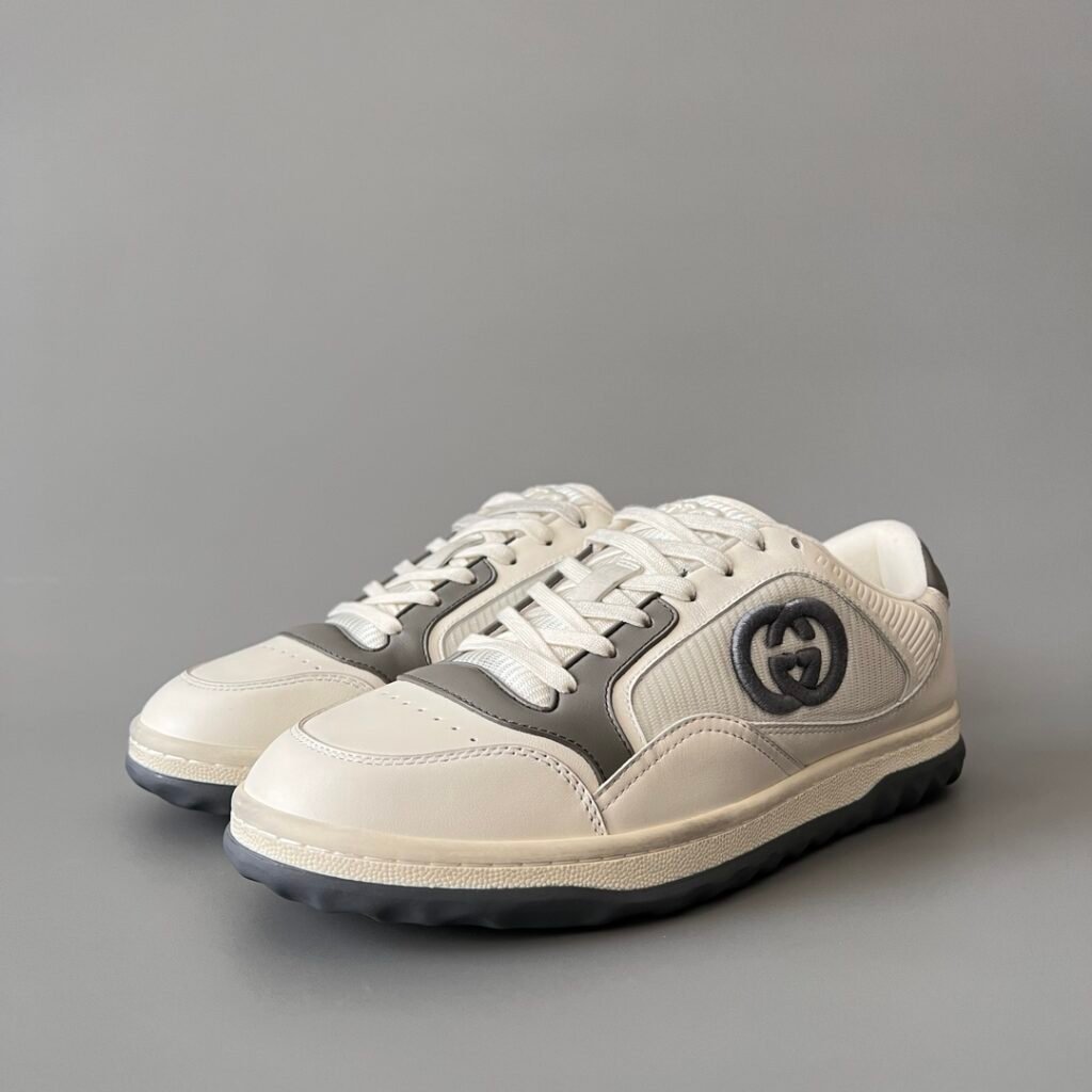 Aurora Custom Gucci MAC80 White & Slate Grey Leather Retro Sneaker (Men's Edition)