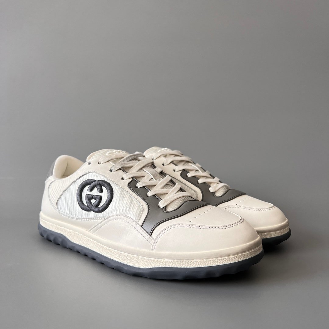 Aurora Custom Gucci MAC80 White & Slate Grey Leather Retro Sneaker (Men's Edition) - Image 3