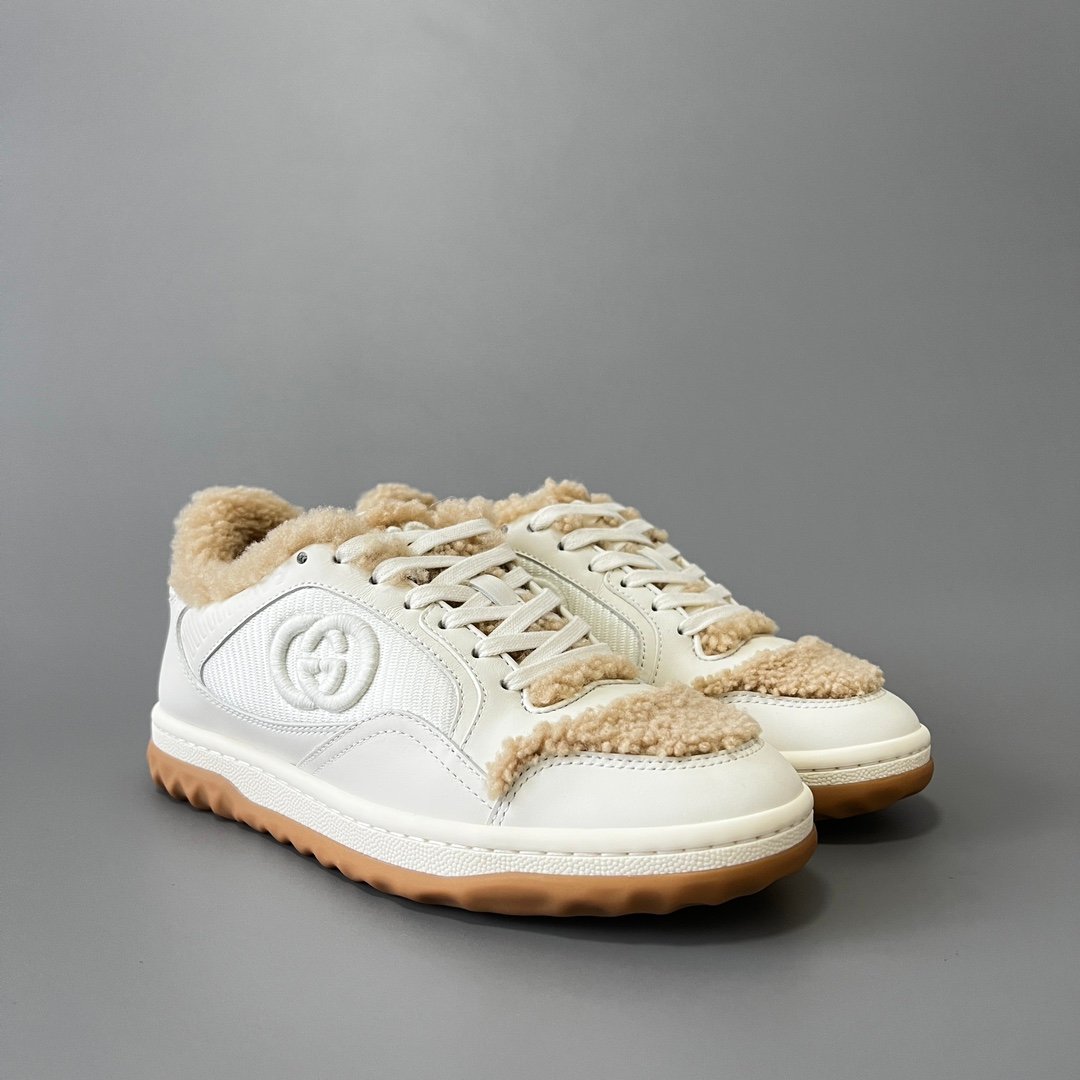 Aurora Custom Gucci MAC80 Shearling White Leather Retro Sneaker (Unisex Edition) - Image 3