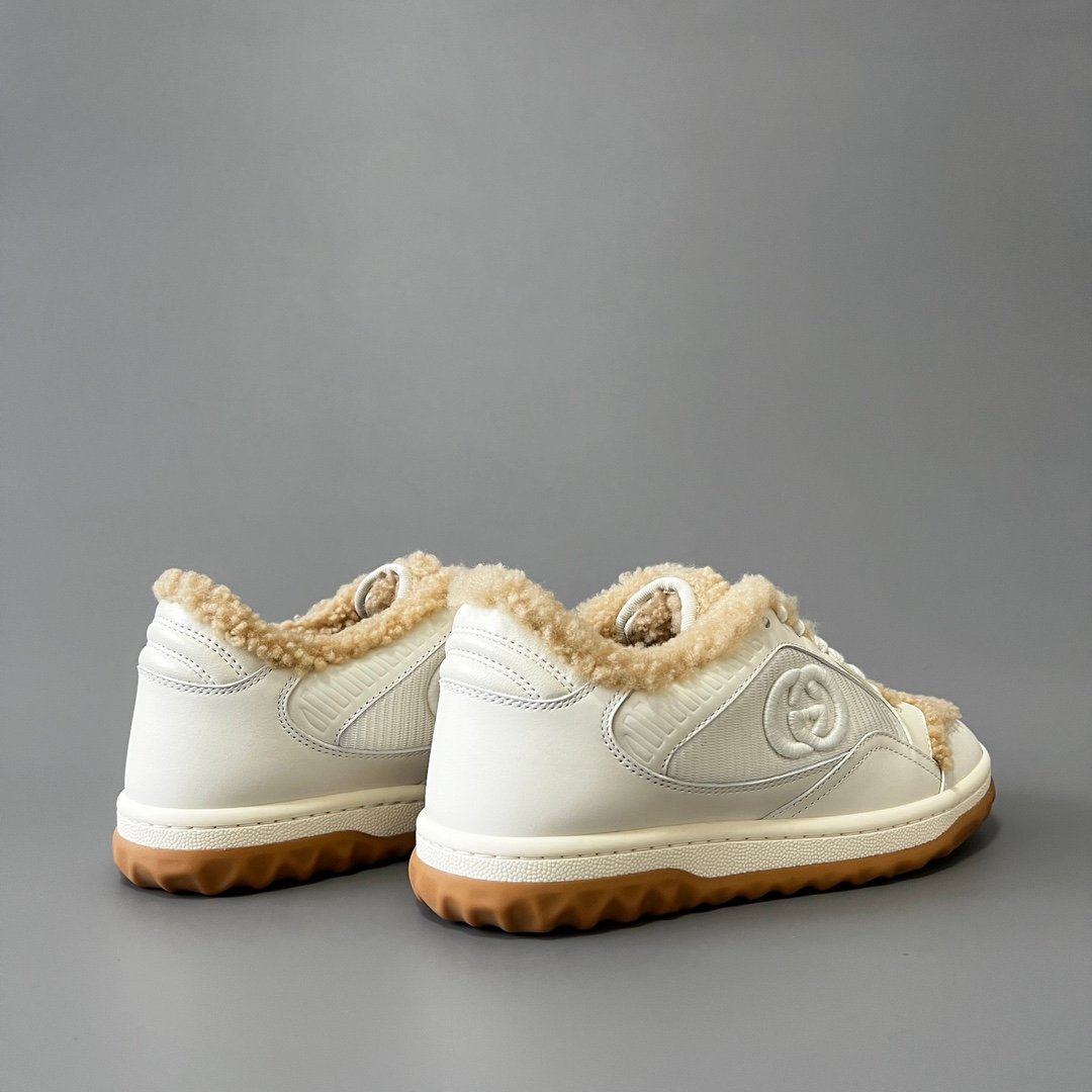 Aurora Custom Gucci MAC80 Shearling White Leather Retro Sneaker (Unisex Edition) - Image 4
