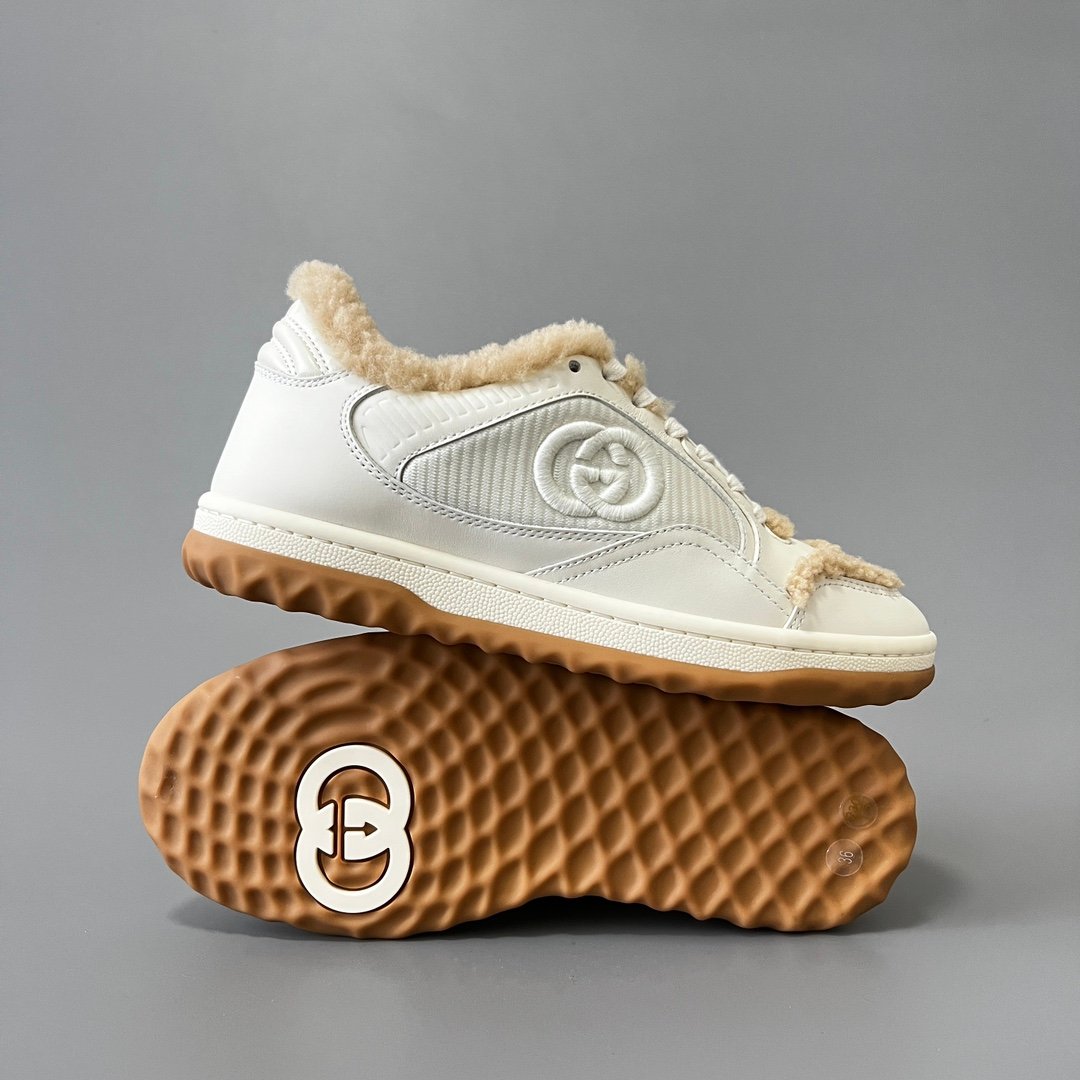 Aurora Custom Gucci MAC80 Shearling White Leather Retro Sneaker (Unisex Edition) - Image 6