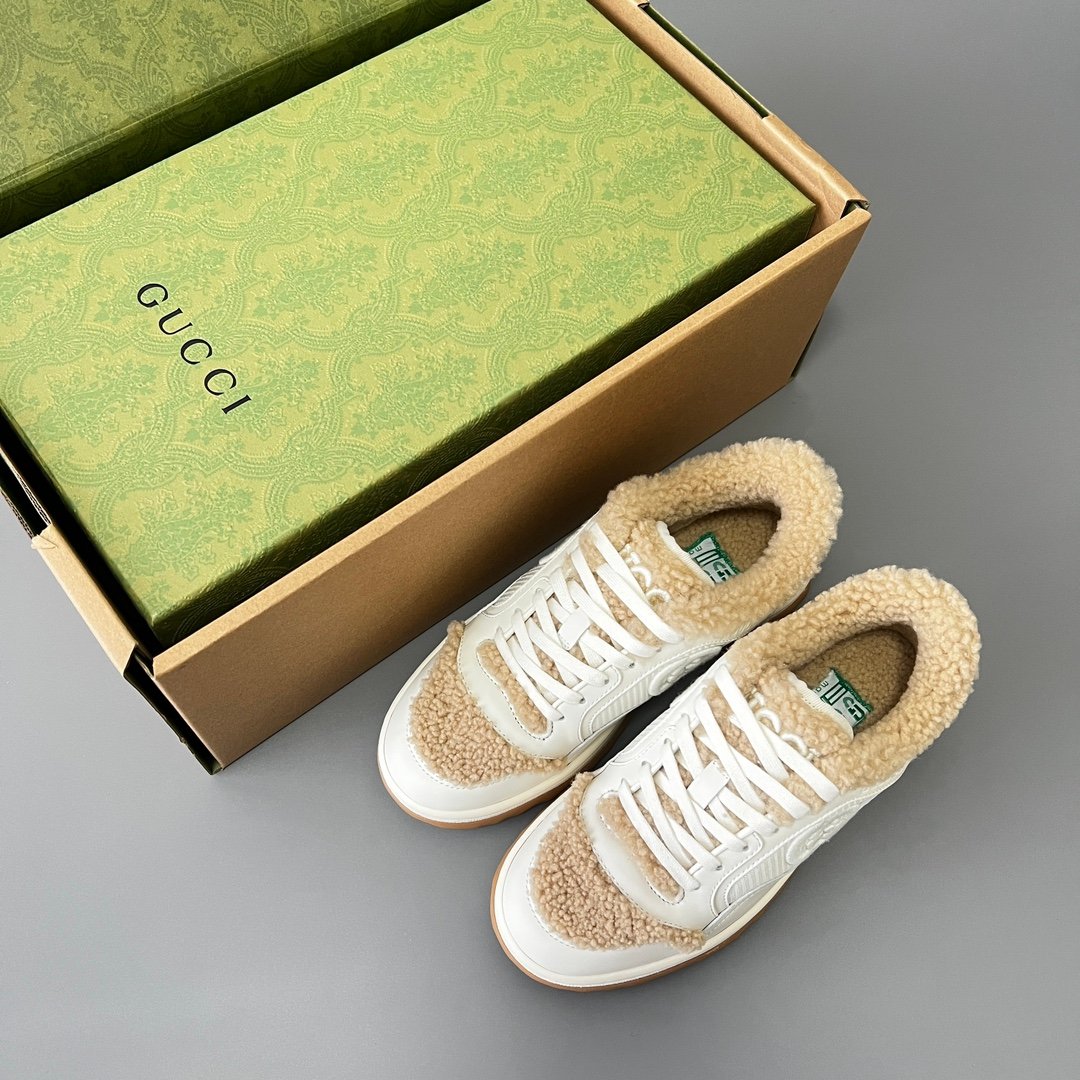Aurora Custom Gucci MAC80 Shearling White Leather Retro Sneaker (Unisex Edition) - Image 9